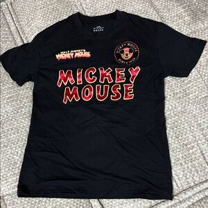 Disney Black T-Shirt with Red and Gold Mickey Mouse Design